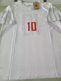 Camiseta Hummel Dinamarca Blanca Eriksen 10 2022 2023 Qatar