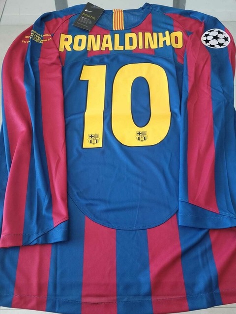 Camiseta Nike Barcelona Retro Manga Larga Titular Ronaldinho 10 2005 2006