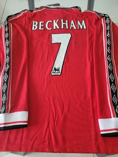 Camiseta Umbro Manchester United Manga Larga Retro Beckham #7 1998 1999 - Roda Indumentaria