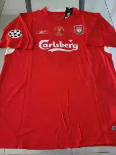 Camiseta Reebok Liverpool Retro Titular Gerrard 8 2004 2005 Matchday Final vs