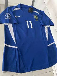 Camiseta Nike Brasil Retro Azul Ronaldinho #10 2002 - Roda Indumentaria