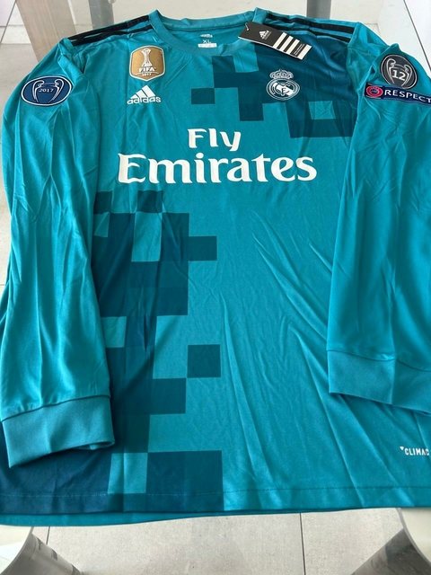 Camiseta Adidas Retro Real Madrid Manga Larga Suplente Celeste Ronaldo 7 2017 2018