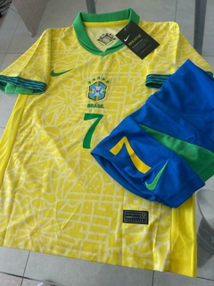 Kit Niño Camiseta + Short Brasil Titular Vinicius Jr #7 2024 2025 - Roda Indumentaria