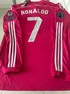 Camiseta Adidas Retro Real Madrid Manga Larga Suplente Rosa Ronaldo 7 2014 2015 - comprar online
