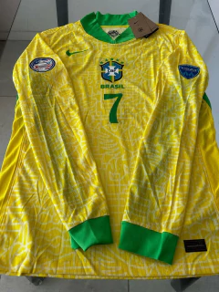 Camiseta Nike Vaporknit Brasil Manga Larga Titular Vini Jr 7 2024 2025 Match en internet