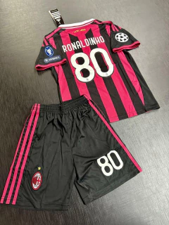 Kit Niño Camiseta + Short Adidas Retro Milan Titular Ronaldinho 80 2009 2010 - tienda online