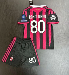 Kit Niño Camiseta + Short Adidas Retro Milan Titular Ronaldinho 80 2009 2010 - comprar online