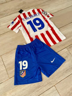 Kit Niño Camiseta + Short Atletico Madrid Titular Julian Alvarez 9 2025 2026 - tienda online