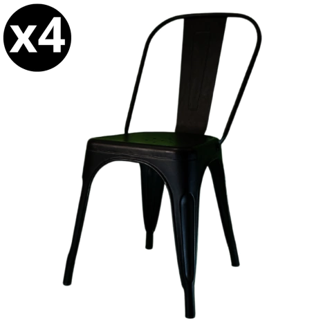 Silla De Comedor Tolix x4 Unidades Negra - comprar online