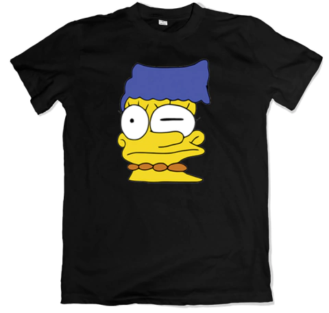 Remera los simpson marge deformada negra