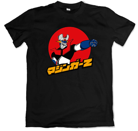 Remera animé mazinger z letras en japonés negra
