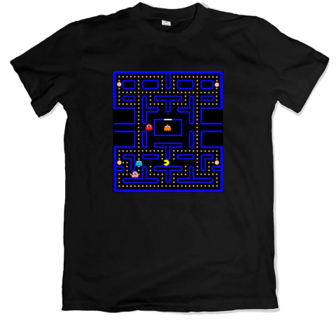 Remera videojuegos clásicos arcade pac-man negra