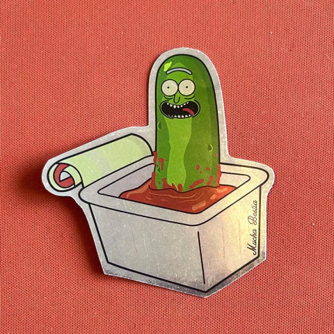 PICKLE RICK EN SALSA - Calco Holográfica