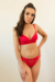 Conjunto Beatriz Rubi/Vermelho com Bojo com Aro de Renda Calcinha Semi Fio Confort de Microfibra nas Costas e Renda na Frente