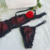 Lingerie de Renda Bicolor Preto/Rubi Sutiã Sem Bojo Com Aro e Fio Dental de Renda com Regulagem - loja online