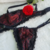 Lingerie de Renda Bicolor Preto/Rubi Sutiã Sem Bojo Com Aro e Fio Dental de Renda com Regulagem na internet
