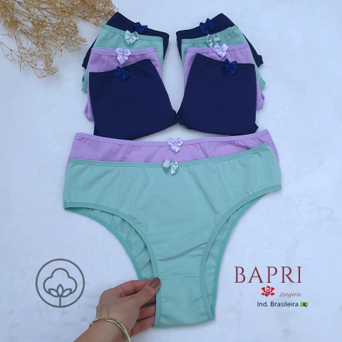 Kit 10 Calcinhas Brasileira de Algodão Antibacterianas 4 Marinho + 3 Verde Teos + 3 Lavanda - comprar online