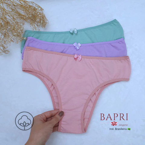 Kit 3 Calcinhas Brasileira de Algodão Antibacterianas 1 Lavanda + 1 Rosa Romance + 1 Verde Teos - comprar online