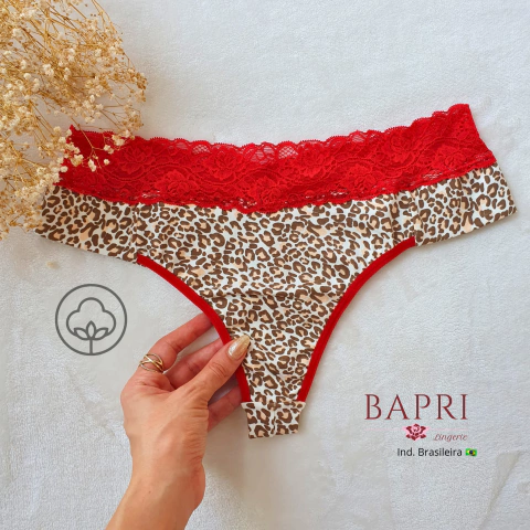 Fio Dental Duplo Confort SKIN de Algodão c/ Cós de Renda Vermelha