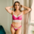 Lingerie Sou Minha (Branco/Pink) Com Bojo Com Aro Cropped Strappy Calcinha Tanga sem Elástico na Traseira - comprar online