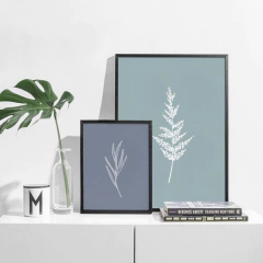 SET DE 2 CUADROS LINEAR BLUE FLOWERS