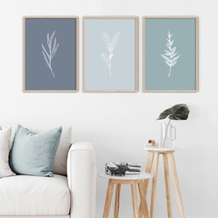 SET DE 3 CUADROS COLD LINEAR LEAVES