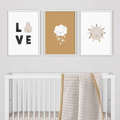 SET DE 3 CUADROS CUTE LOVE