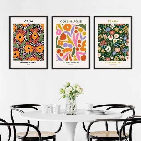 SET DE 3 CUADROS FLOWERS 4