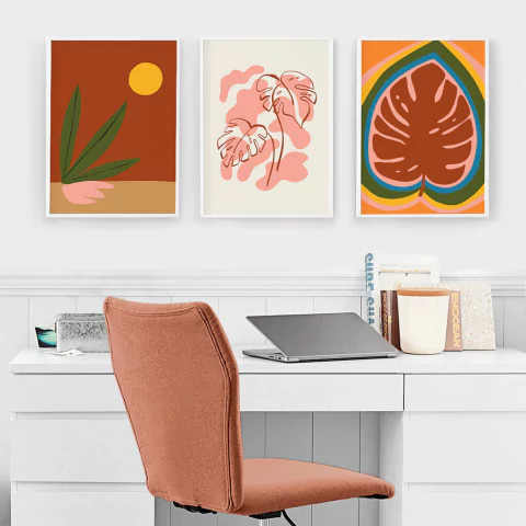 SET DE 3 CUADROS PALM RAINBOW