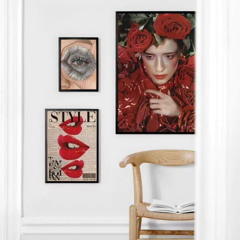 SET DE 3 CUADROS REDS LIPS