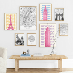 SET DE 8 CUADROS BIG CITY