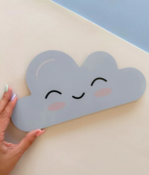 Placa infantil Nuvem feliz Sorrindo (cores) - Adesivo e Papel de Parede Infantil | Printme