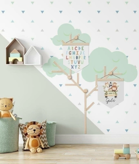 Árvore Cabideiro + adesivo verde pálido CAB004