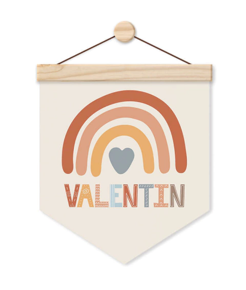 Flâmula Arco-íris COM NOME tons terrosos fundo bege FLA008 - comprar online