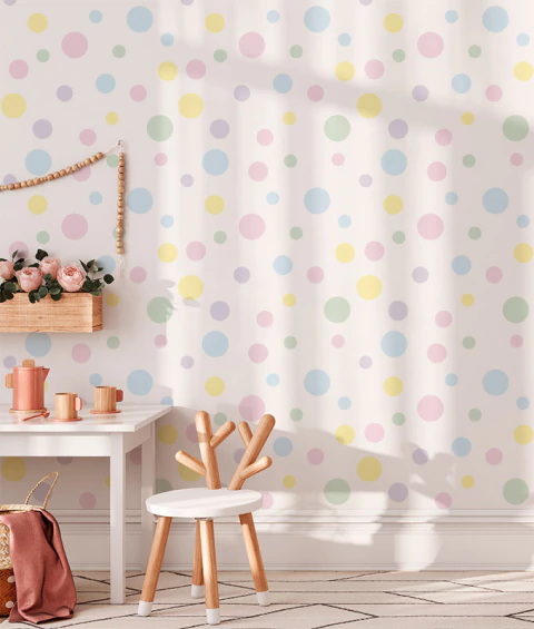 Papel de Parede Infantil Poá Colorido Candy Colors - m² - comprar online