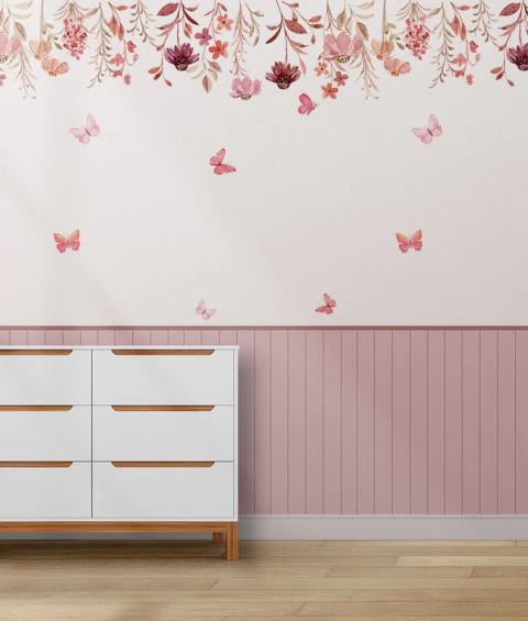 Painel De Parede Jardim Vintage Com Borboletas - comprar online