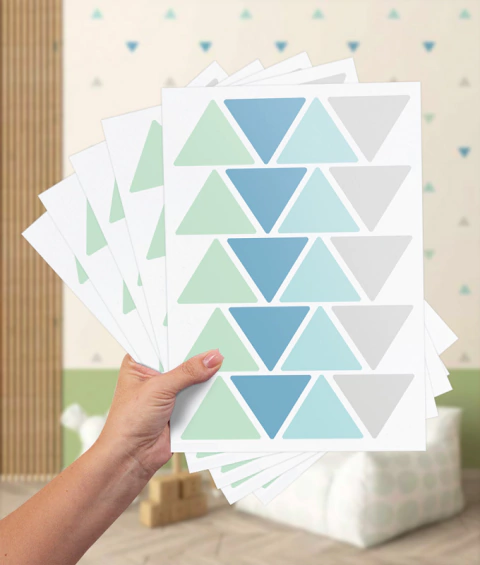 Adesivo de Triângulo azul, cinza, verde e turquesa PR0121