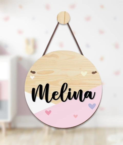 Placa com nome MDF corações PR0765 - comprar online