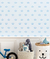Papel de parede poá azul com coroa