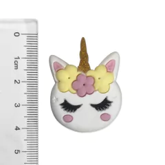 Aplique Unicórnio Flor Rosa e Amarela Chifre Dourado - 2 Unidades - comprar online