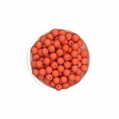Miçanga Bolinha Emborrachada Laranja (10mm) - 50 Gramas