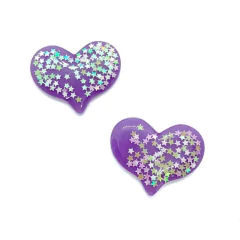 Aplique Coração Resina Lilás Com Mini Estrelinhas - 2 Unidades - comprar online