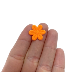 Aplique Florzinha Tecido Laranja Neon
