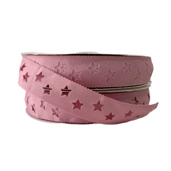 Fita Gorgurão Vazada Estrelas Rosa Queimado (38mm)