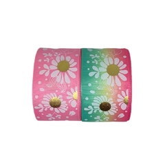 Kit Fita Estampada Flores Miolo Dourado (40mm)