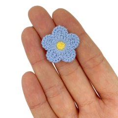 Aplique Florzinha Estilo Tricot Azul - 2 unidades - comprar online