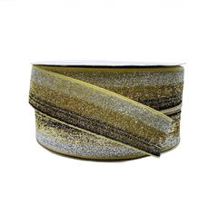 Fita Lurex Esponjosa Mesclada Dourada Preta e Prata (38mm)