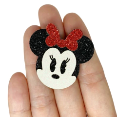 Aplique Minnie Glitter Laço Vermelho (4cm) - 2 unidades - comprar online