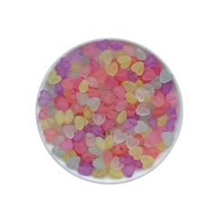 Miçanga Coração Fino Transparente Fosco Candy