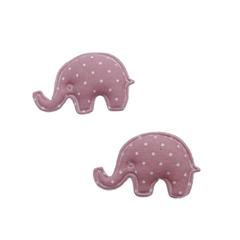 Aplique Elefante Poá Rosa - 2 unidades